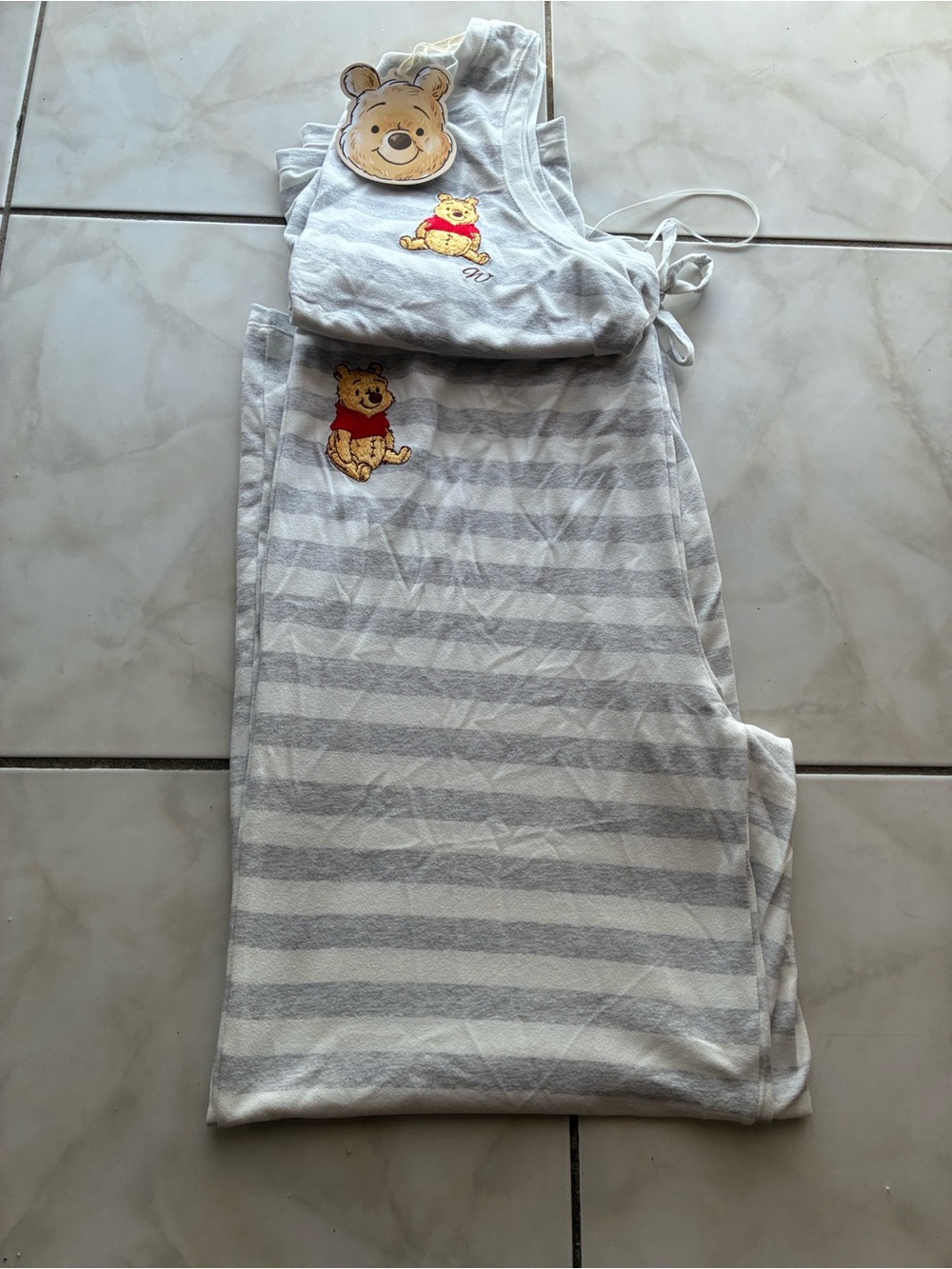 Primark Gray and White Striped Winnie the Pooh Sleep Sack